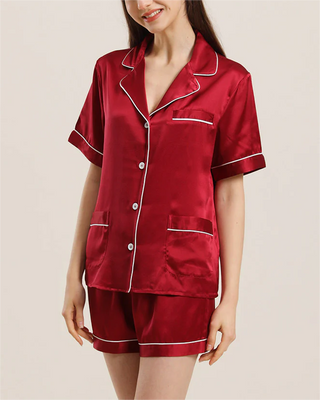 Button Up Silk Short Pajama Set