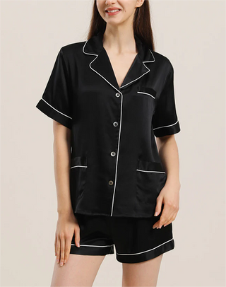 Button Up Silk Short Pajama Set