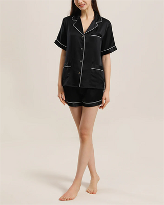 Button Up Silk Short Pajama Set