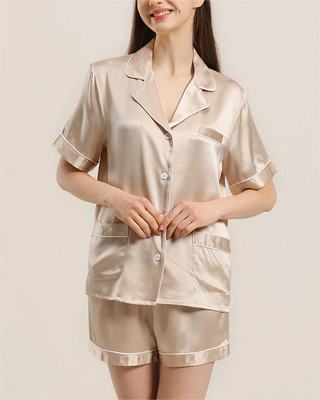 Button Up Silk Short Pajama Set