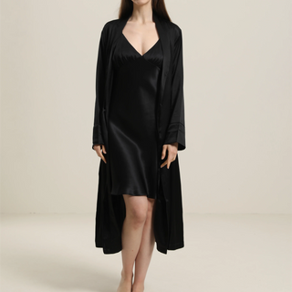 22 Momme Contra Trim And Full Length Silk Robe