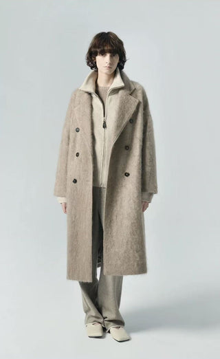 2024 fall and winter new simple high luxury cashmere long pull down coat