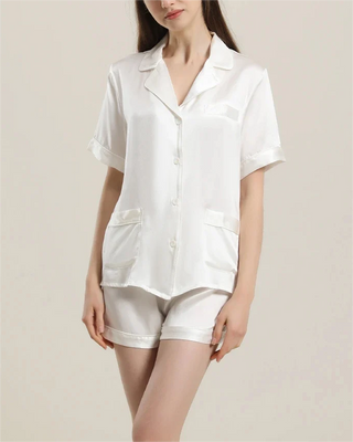 Button Up Silk Short Pajama Set