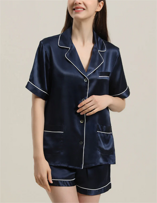 Button Up Silk Short Pajama Set