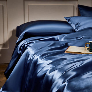 Arya Blue 25 Momme Mulberry Silk Duvet Cover Set